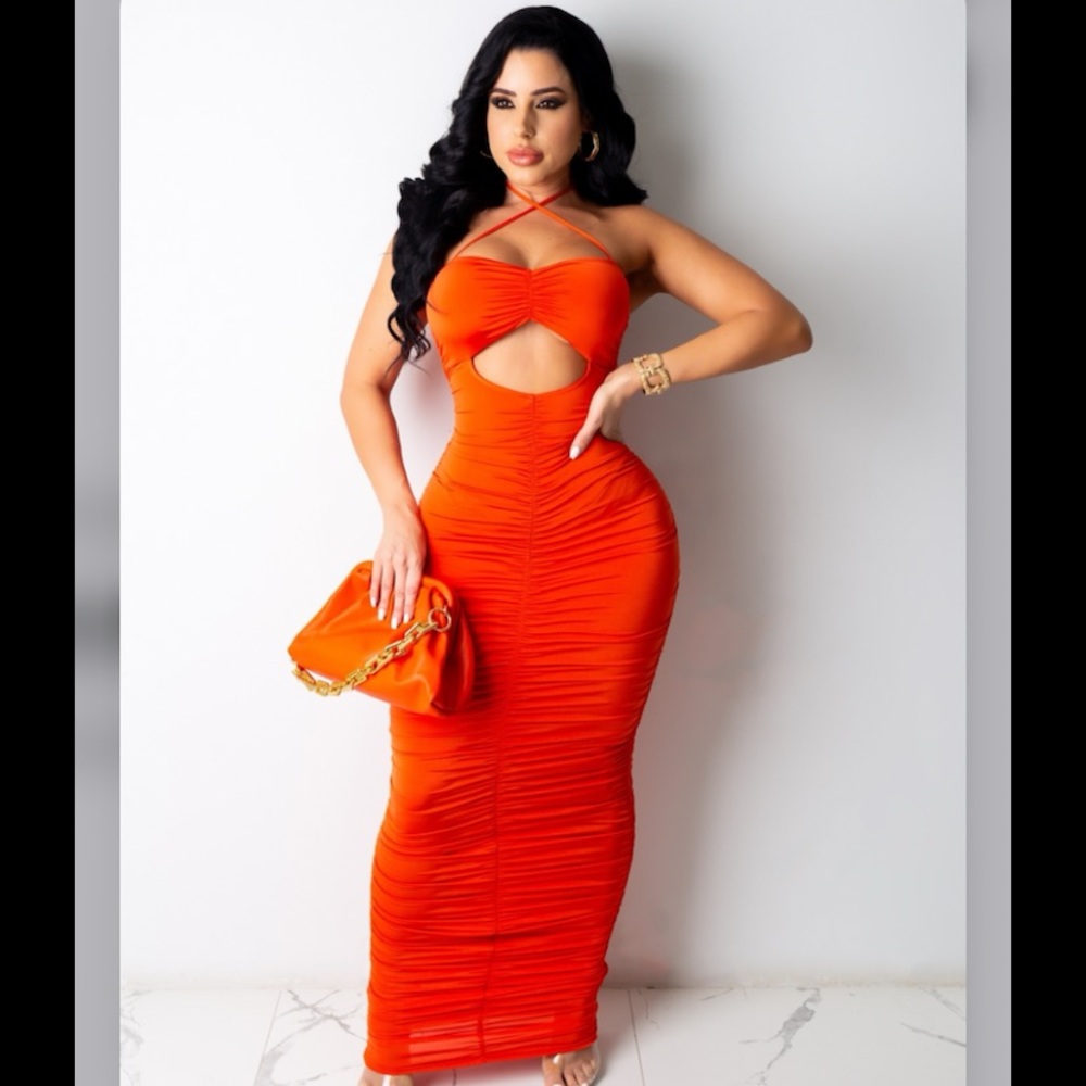 Hot Orange Maxi Dress